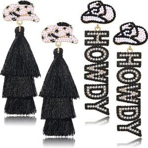 Western Rhinestone and Tassel Earrings